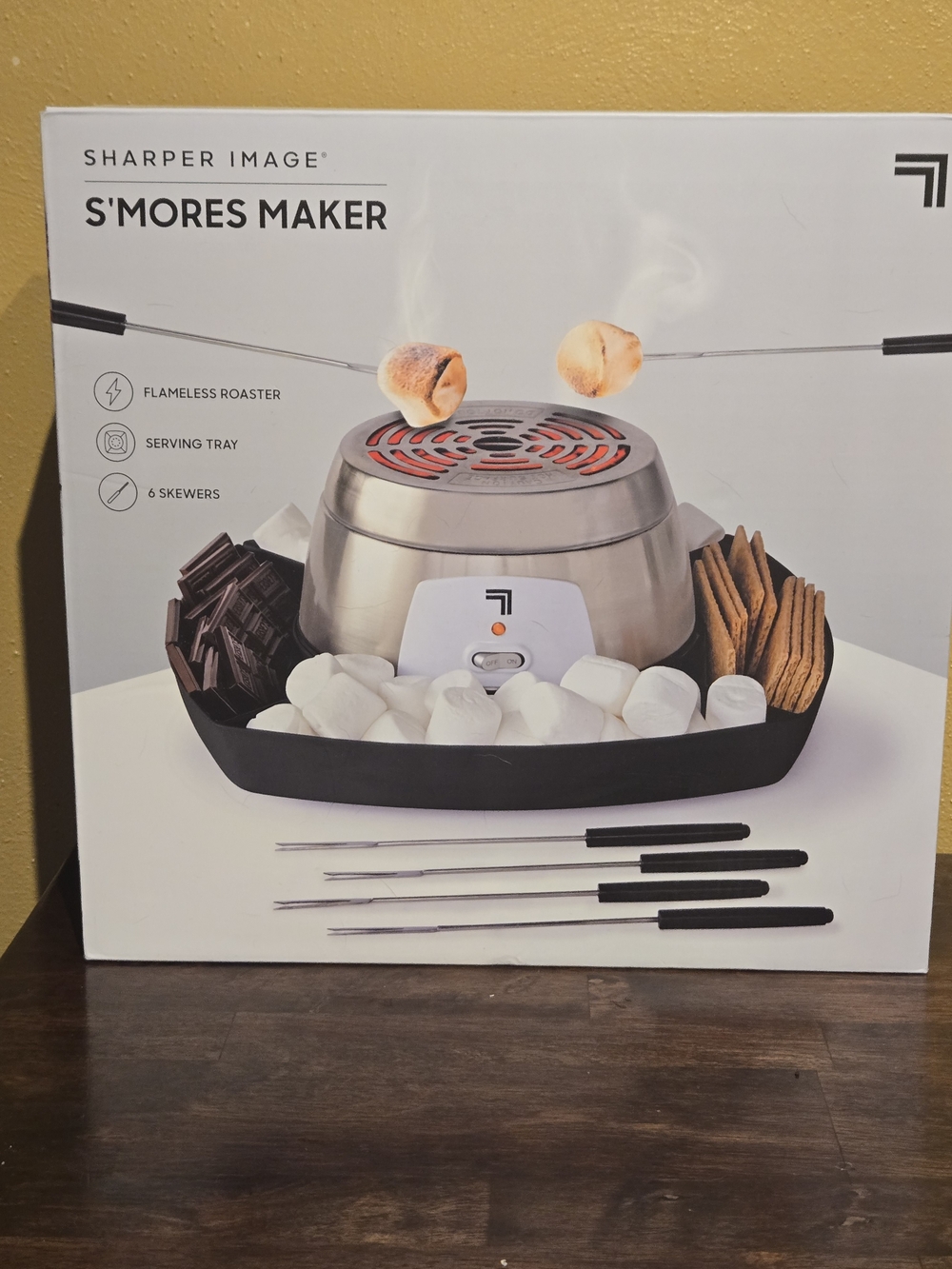 Sharper Image Silver Flameless S'mores Maker with Black Serving Tray